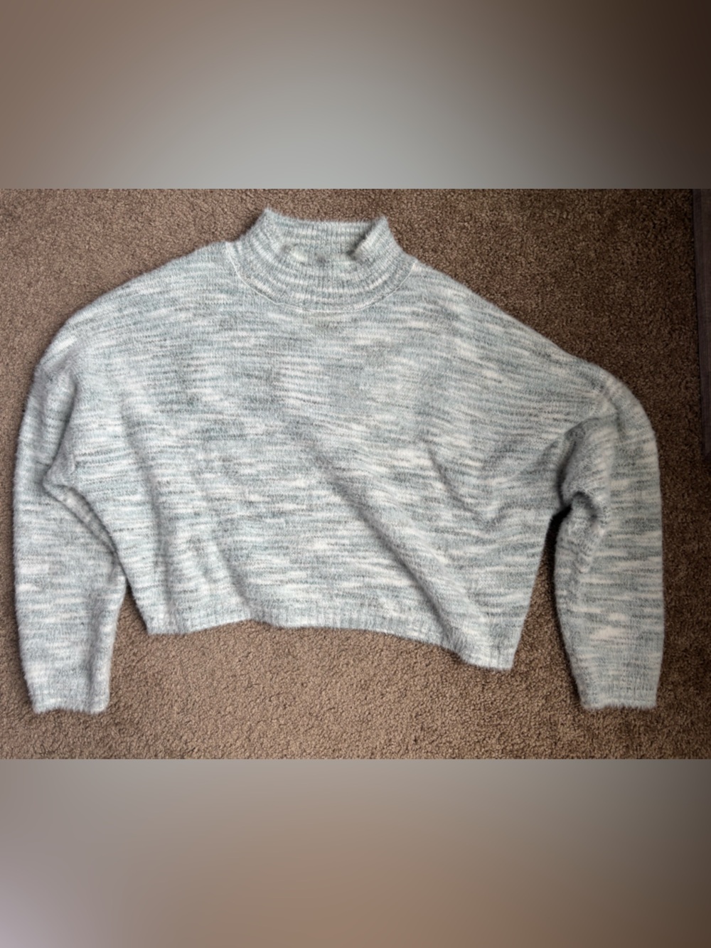Sincerely Jules Heathered Blue/ Gray Cowl-Neck Sweater